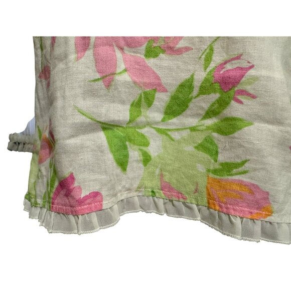 Cotton Connection Vtg Linen Floral Sleeveless Blouse Top Sz S Ruffle Trim Girly - Picture 2 of 7